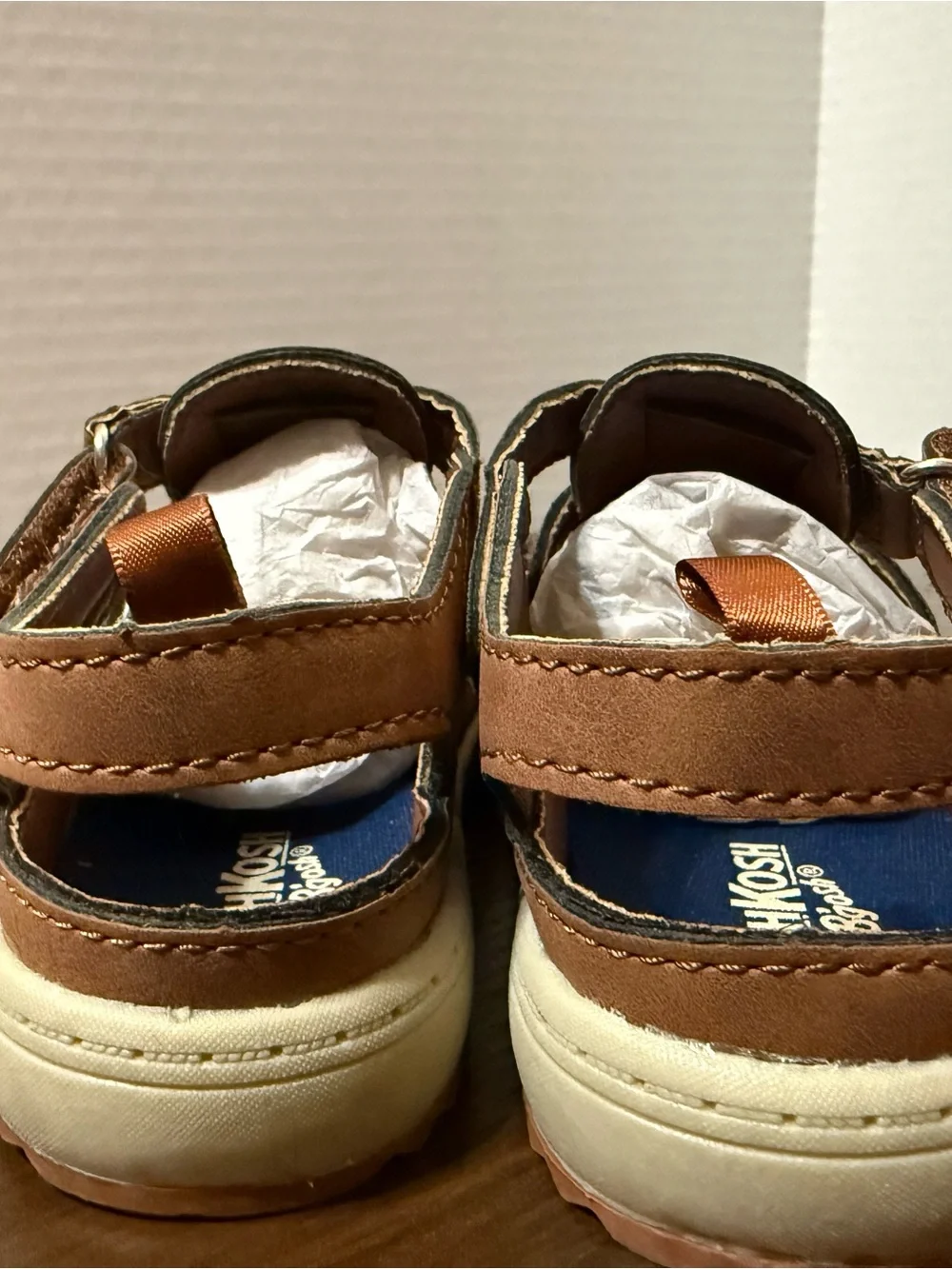 New! OshKosh B'gosh Tan Brown Woven Fisherman Sandals Size 7